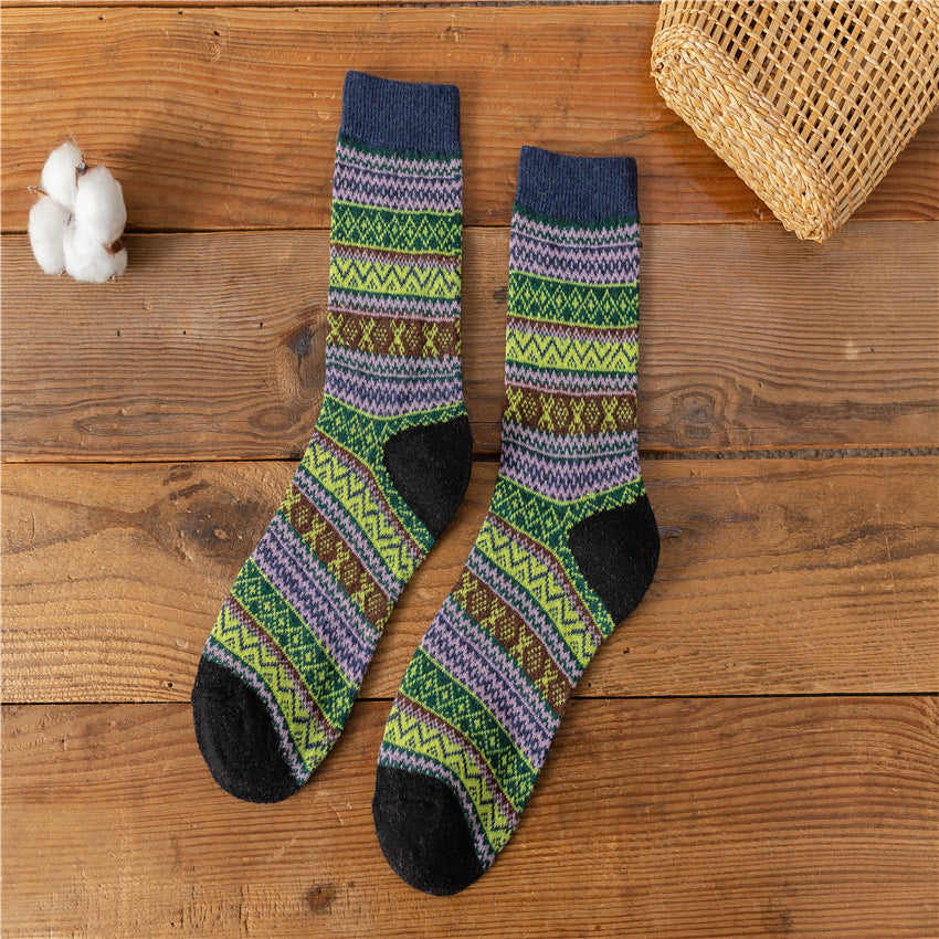Autumn and Winter Retro National Style Wool Warm Socks