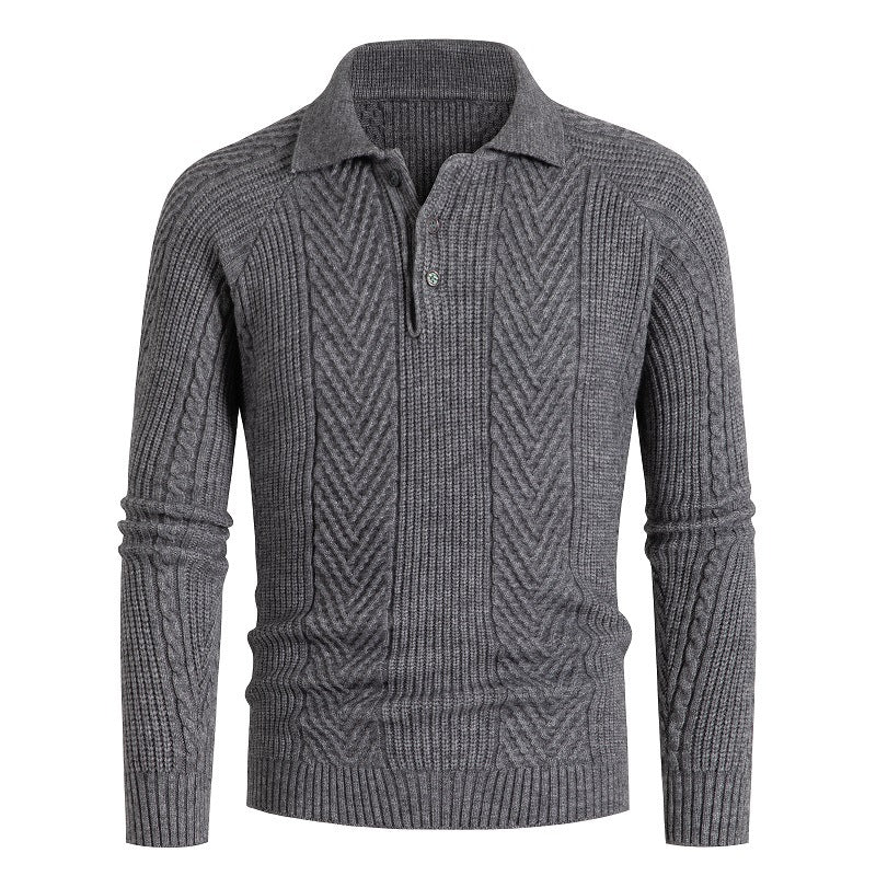 Europe And America Thickened Zipper Lapel Sweater