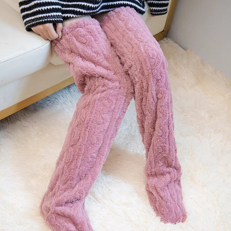 Insulated Thigh-high Socks With Knee Warmers For Extra-thick Knee Joint Protection