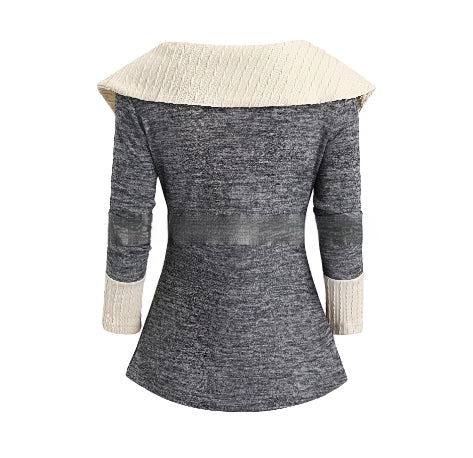 Womens Long-Sleeve Top With Lace-Up Details And Asymmetrical Hem