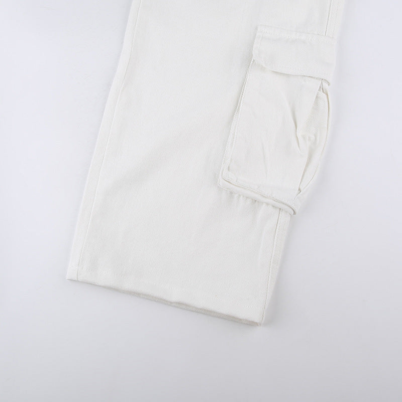 Leg-high Waist Straight Tubular Casual Frock Trousers