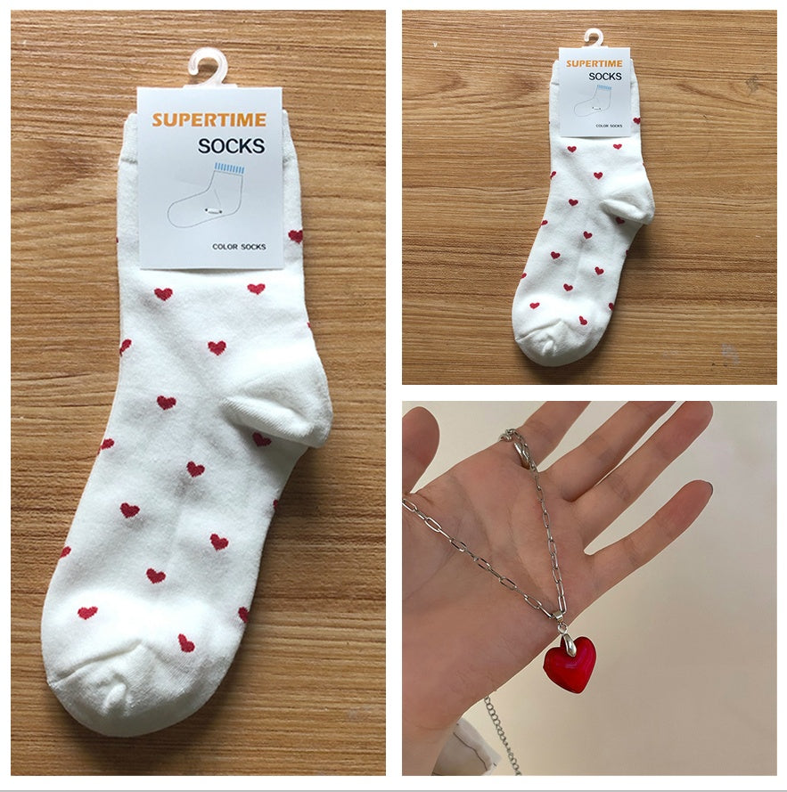 College Style Small Love Cotton Socks