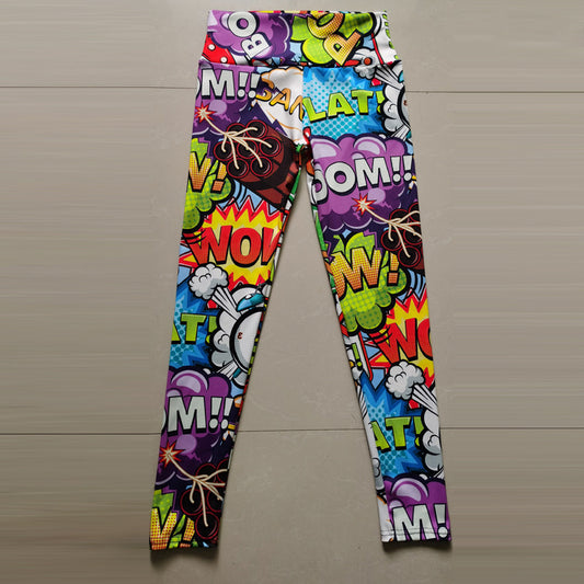 Cartoon Print Peach Hip High Waist Hip Lift Yoga Pants