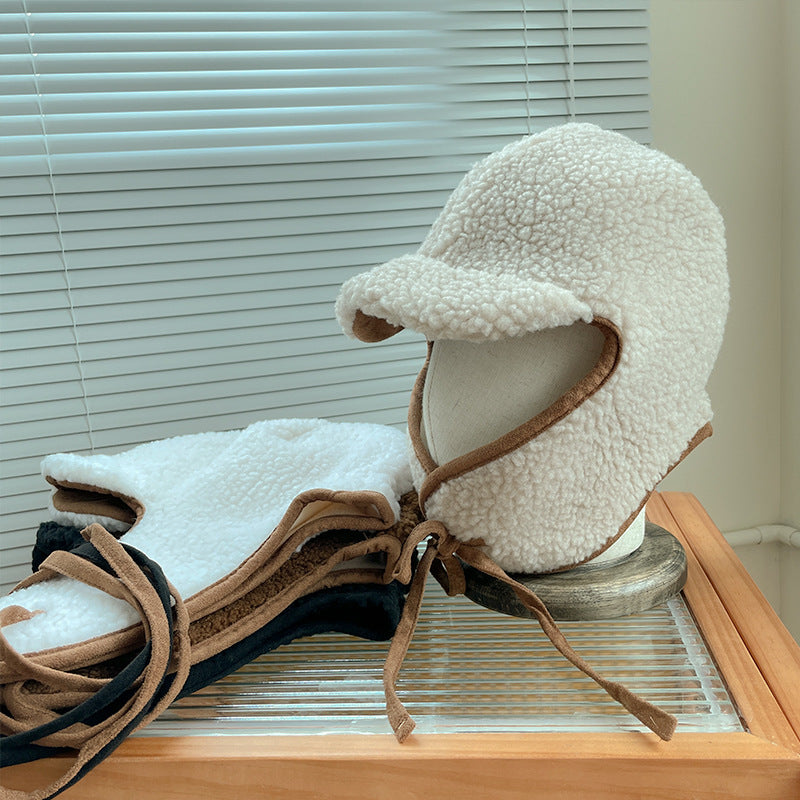 Lamb Wool Warm Ear Protection Cute Plush Bonnet