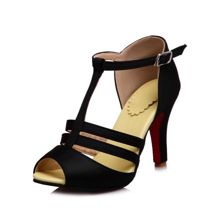 Plus Size Fish Mouth High Heel Roman Shoes Cutout Sandals