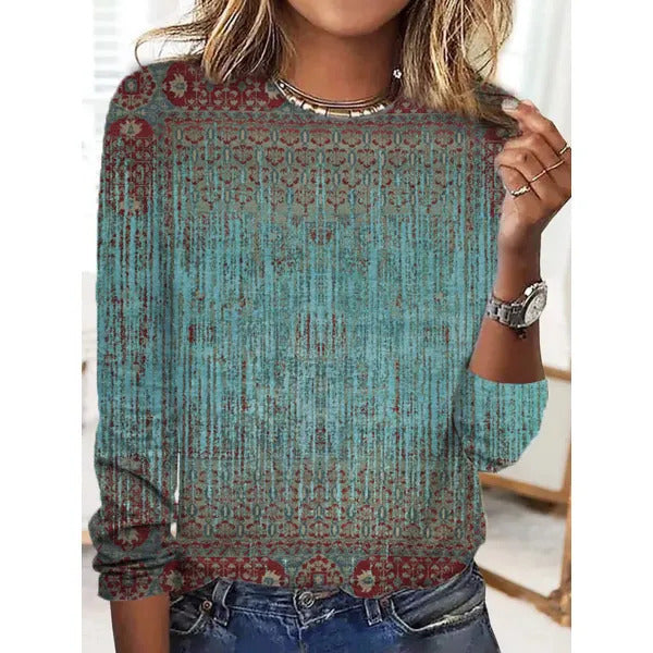 Loose Trendy Vintage Printed Round Neck T-shirt