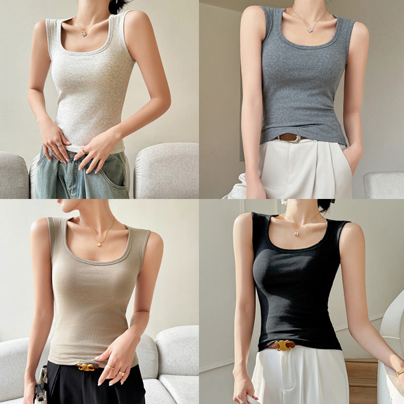 Dame Ren Bomuld Med Brystpude Sling Lille Tanktop