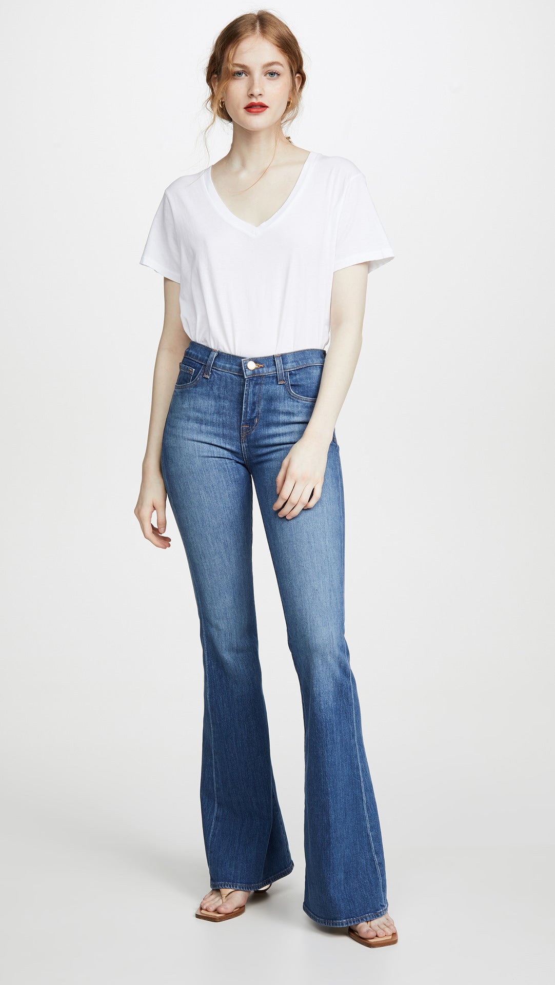 Store Flared Jeans til Kvinder Højtaljede Stretch Slim-fit Slankende Bukser med Slankende Effekt
