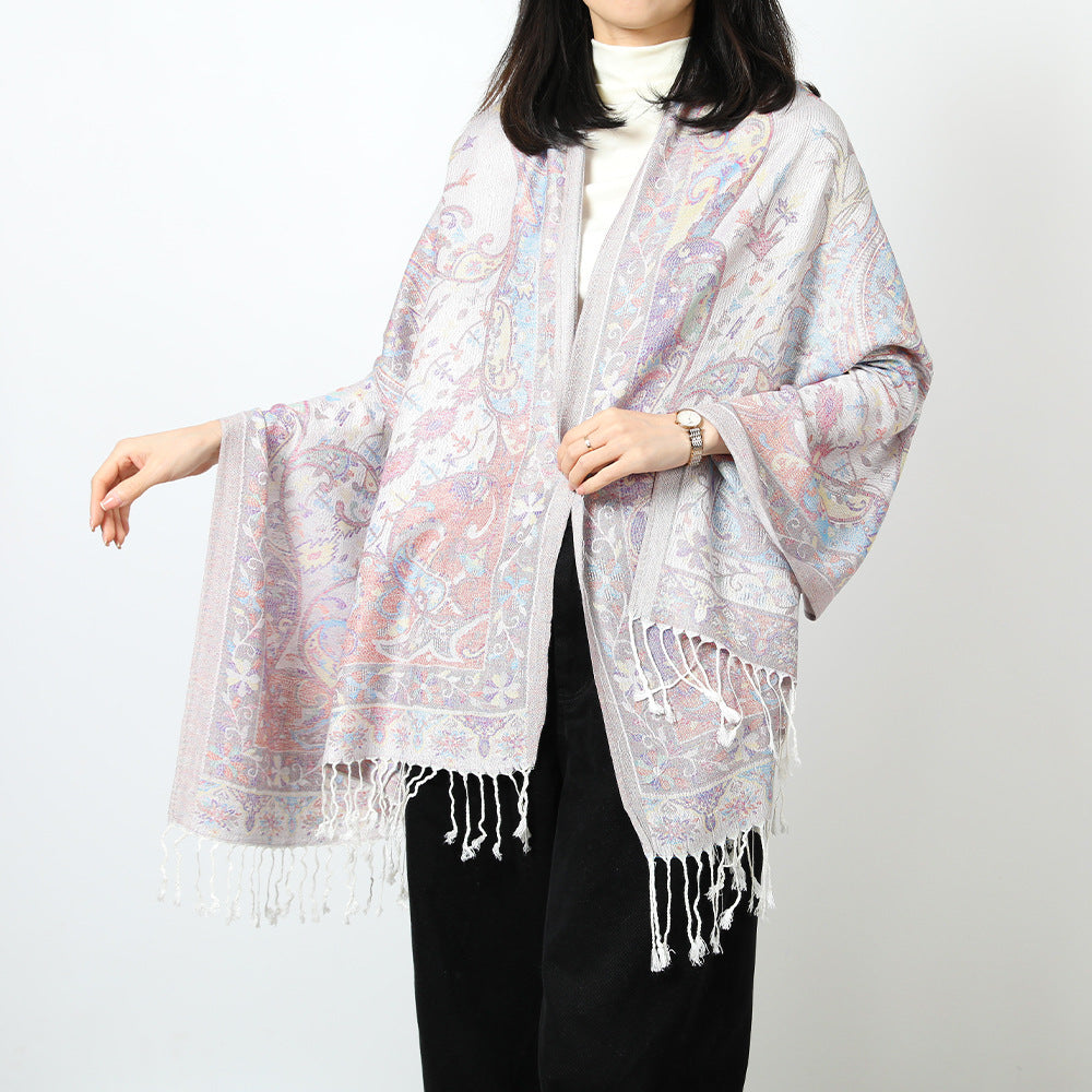 Export Scarf Ethnic Style Jacquard Cashew Tassel Shawl