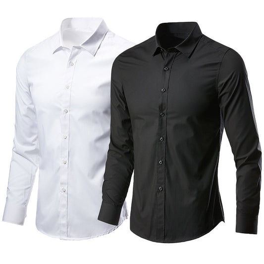 Men White Casual Suit Shirt Solid Color