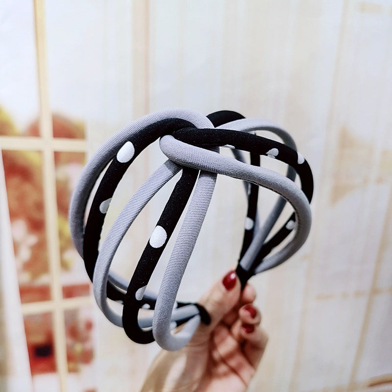 Net Celebrity Popular Hair Band Wave Dot Solid Color Cloth