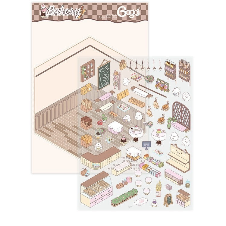 Three-dimensional Stacking Landscaping Cabin Stickers Notebook