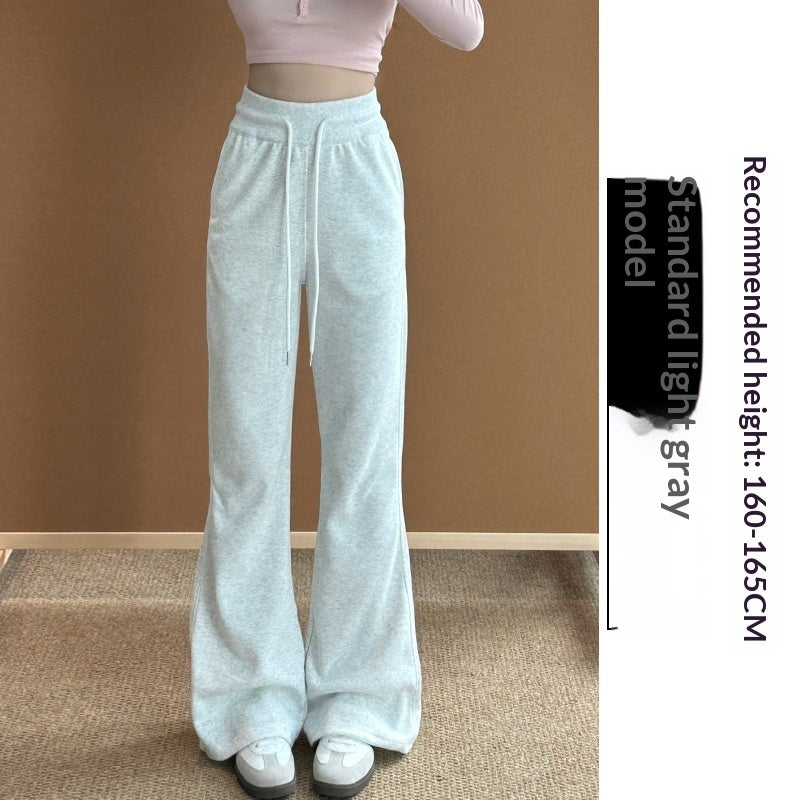 Dark Gray Flared Pants Womens High-Waisted Casual Sport Pants