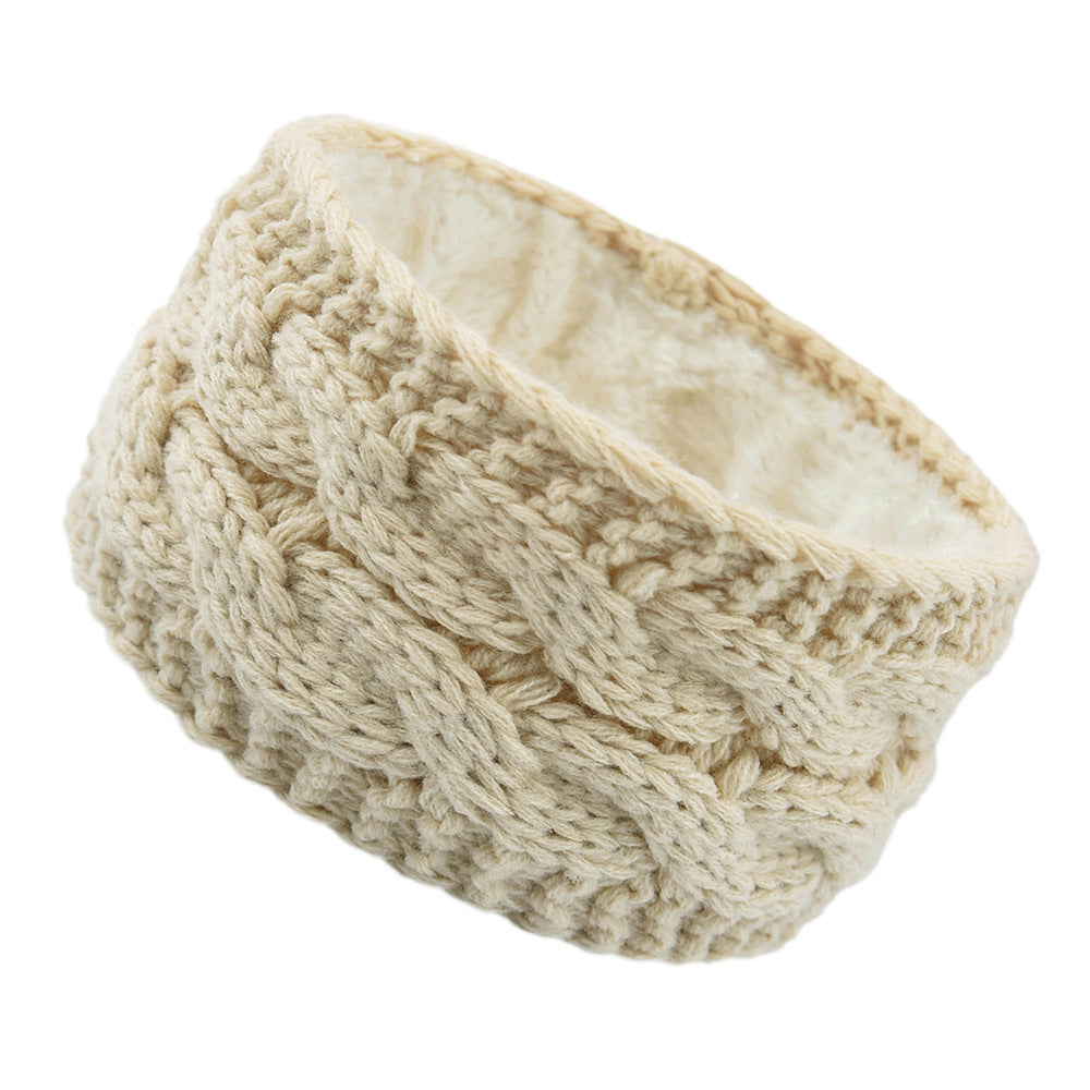 European And American Plus Velvet Knitted Hair Band Wool Color Dot Yarn Headband Variegated Warm Hair Accessories