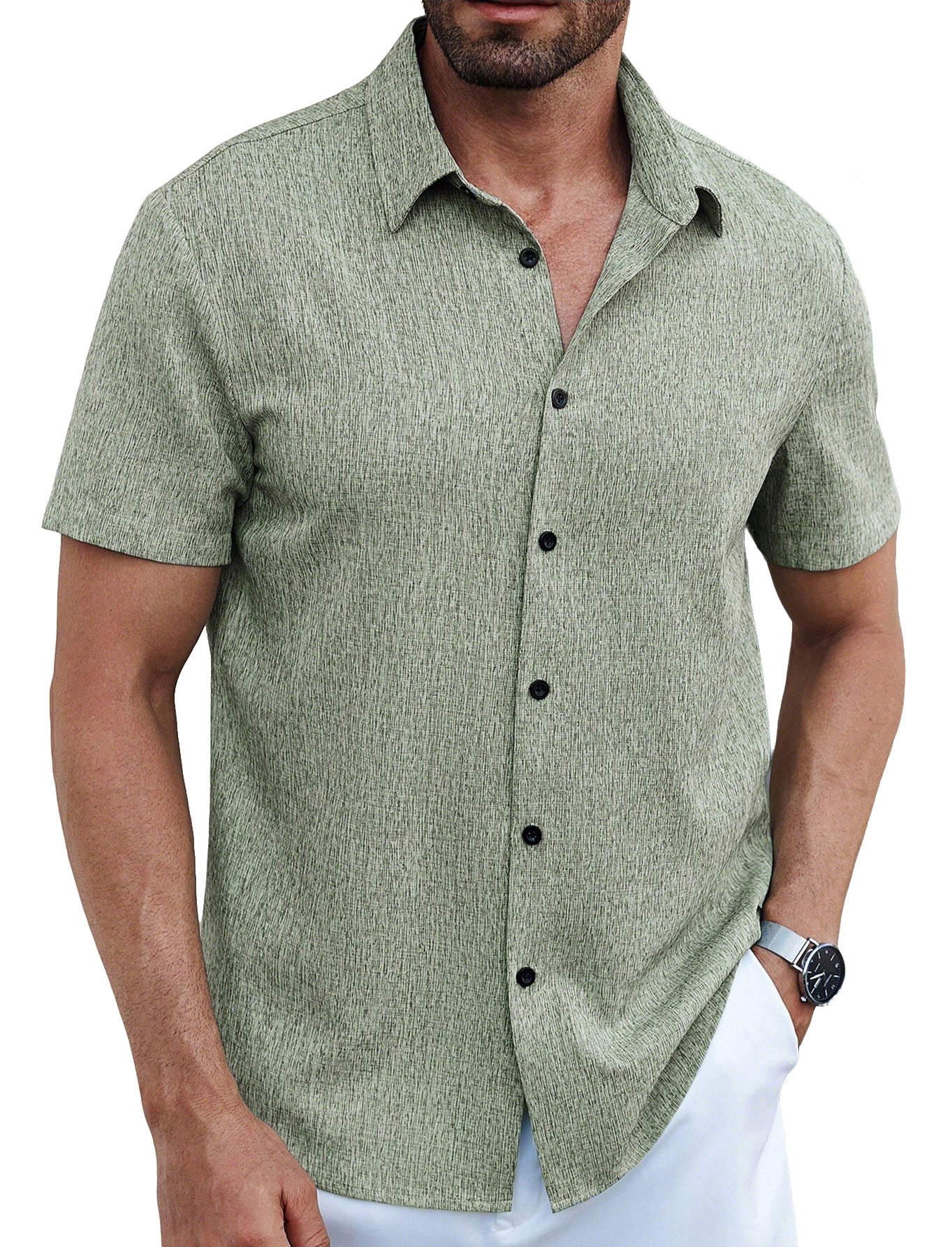 Men's Lapel Short-Sleeve Casual Shirt