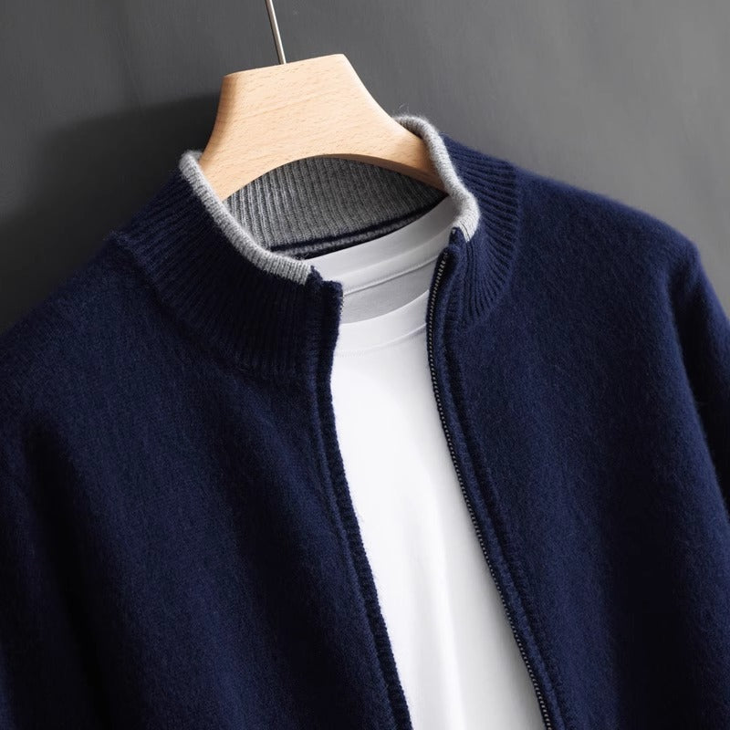 New Men's Sweater Half High Neck Zip Fashion Coat Business Knitwear Order