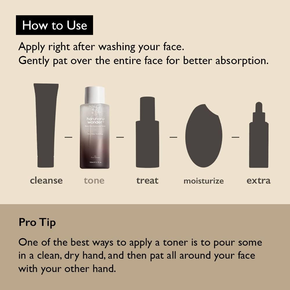 Haruharu Wonder Black Rice Hyaluronic Toner, Arroz Negro, Ácido Hialurónico, Fragrancia Lavanda, Para Todas Las Pieles, Skincare Coreano, Mejora Textura De La Piel, Libre Crueltad Animal, 150Ml