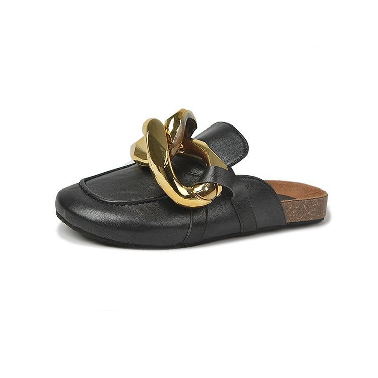 Fashionable Thick-soled Baotou Metal Chain Slippers