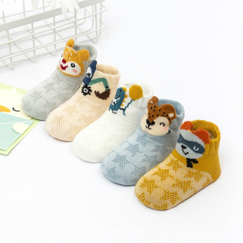 New 3D Thin Cotton Low Top Children's Socks Cartoon Five Pair Set