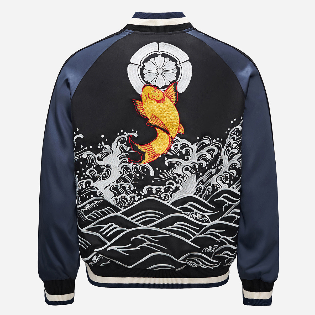 Heavy Duty Embroidered Koi Fish Leaping Over The Dragon Gate Jacket