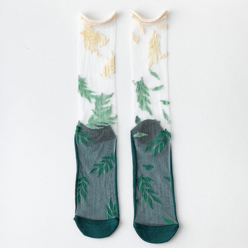 Womens Glass-knit Asymmetrical Ruffle Ankle Socks