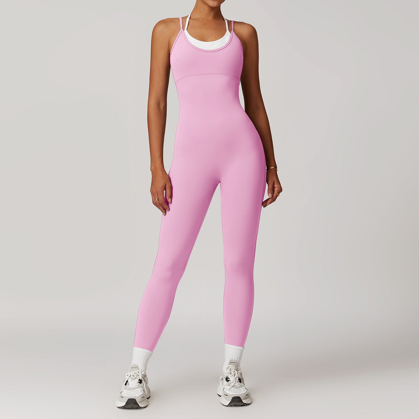 Fake Two-piece Contrast Color Sling Sports Jumpsuit