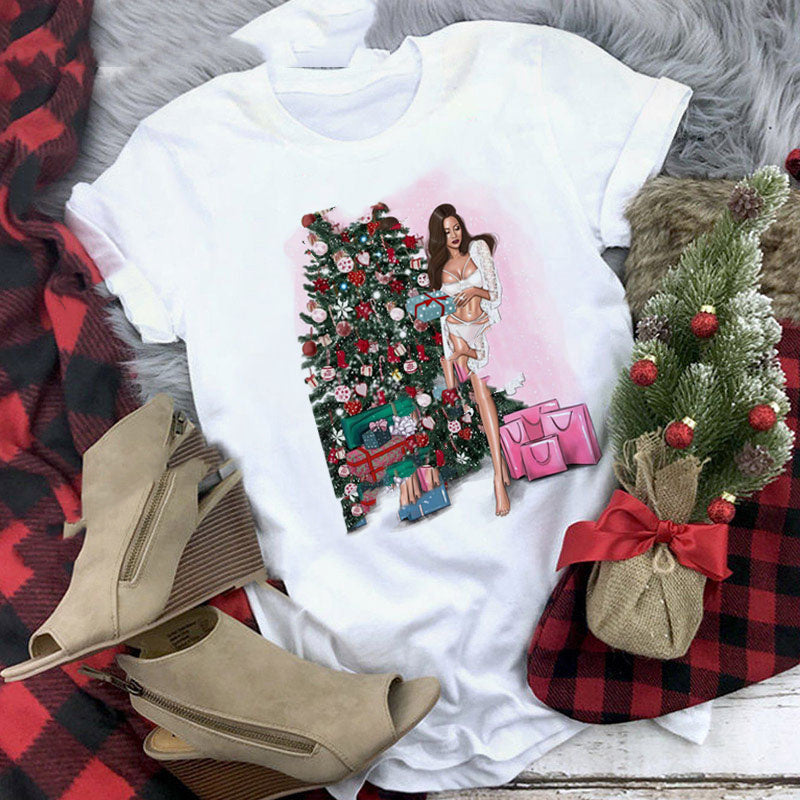 Christmas  Print Girlfriends Red T-Shirt