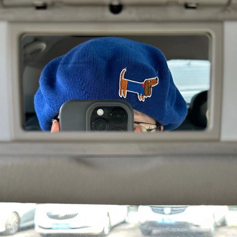 Women's Cute Embroidered Puppy Hollow Thin Knitted Hat