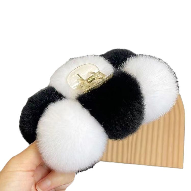 Elegant Rex Rabbit Fur Ball Grip Large Plush