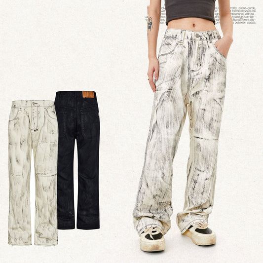 Håndholdt Børste Distressed Lige Jeans