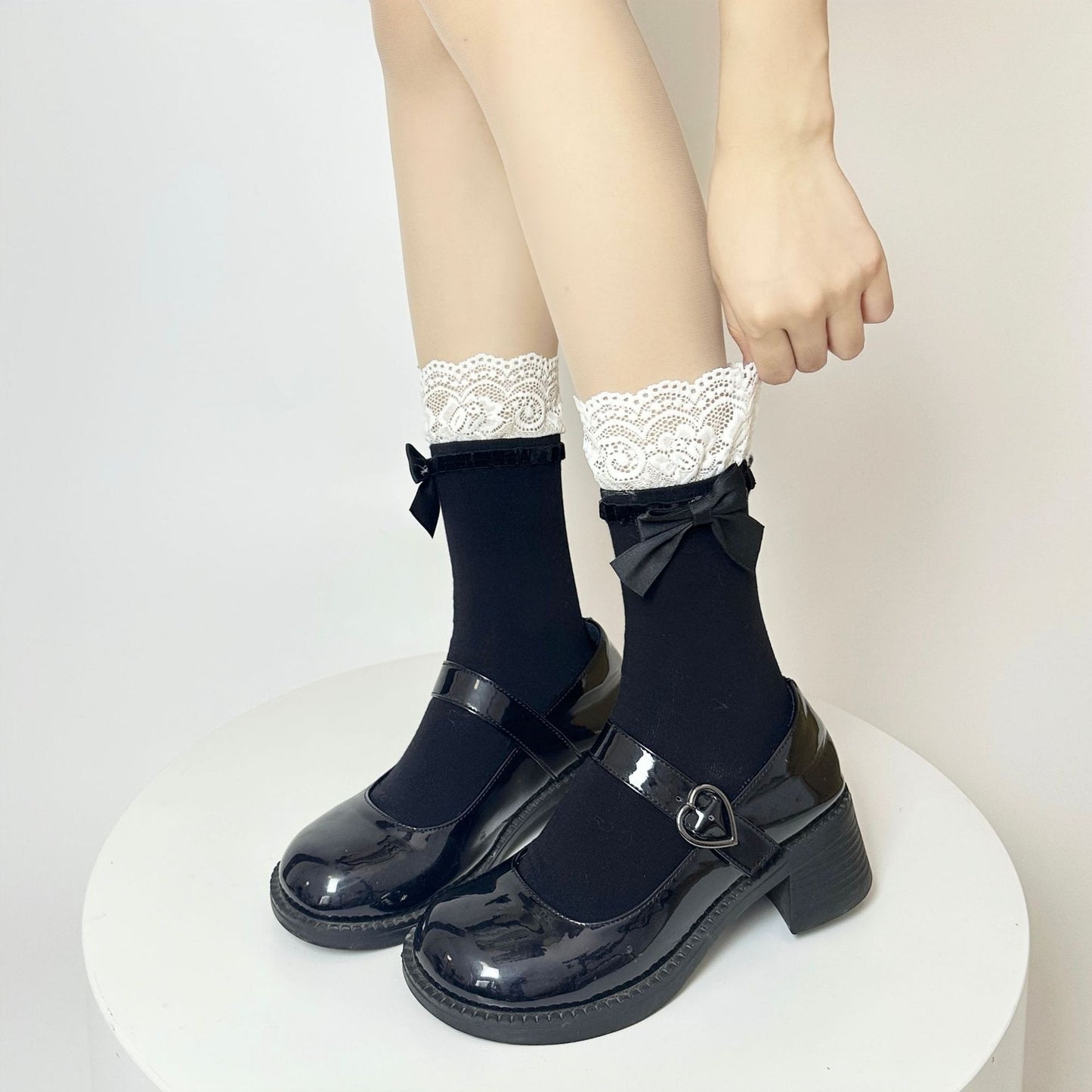 Japanese Jk Bowknot Sweet Lace Lolita Socks Mid-calf