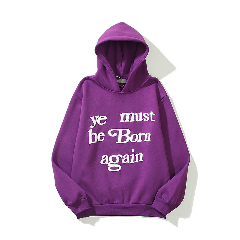 Letter Foam Print Men's And Women's Hoodie Plus Fleece Sweater