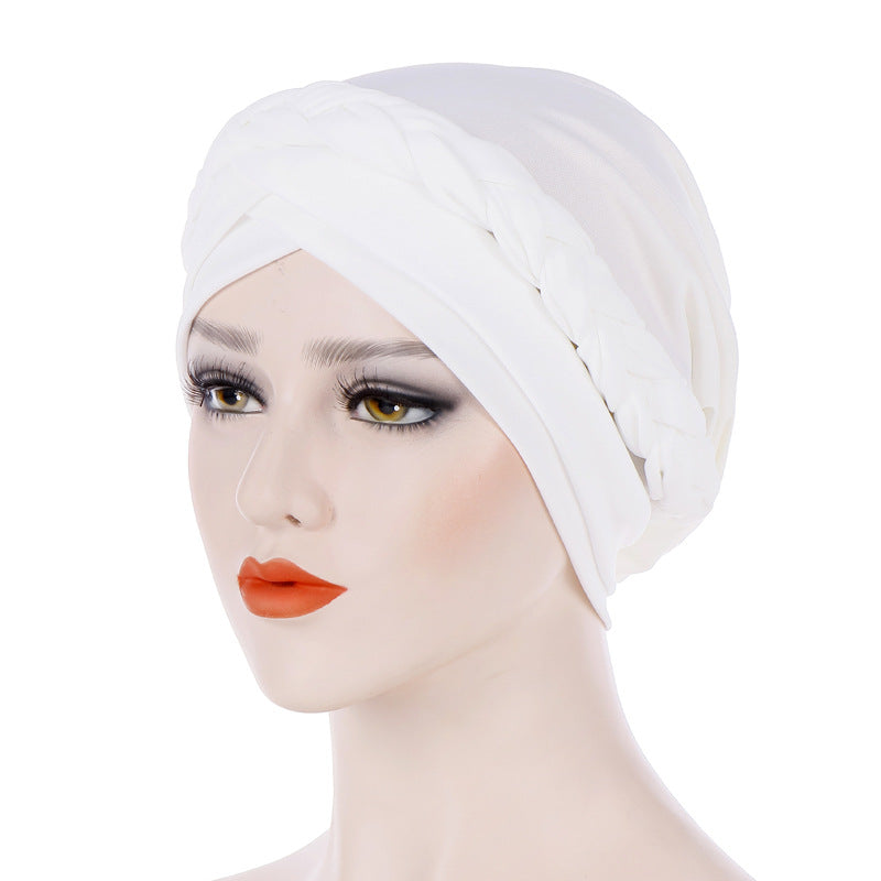 Monochrome Braided Baotou Hat Milk Silk India