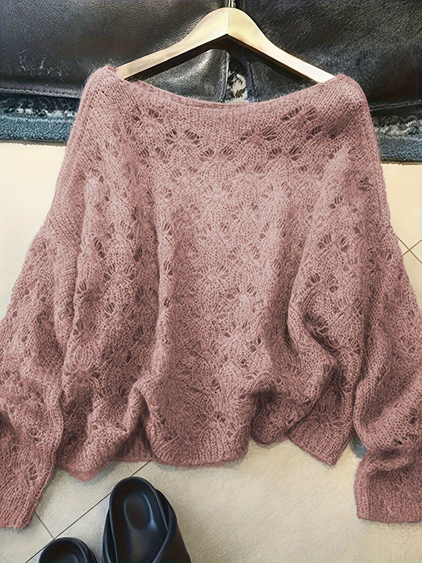 Cutout Blouse Thin Loose High-end All-matching Youthful-looking Pullover Knitted Top