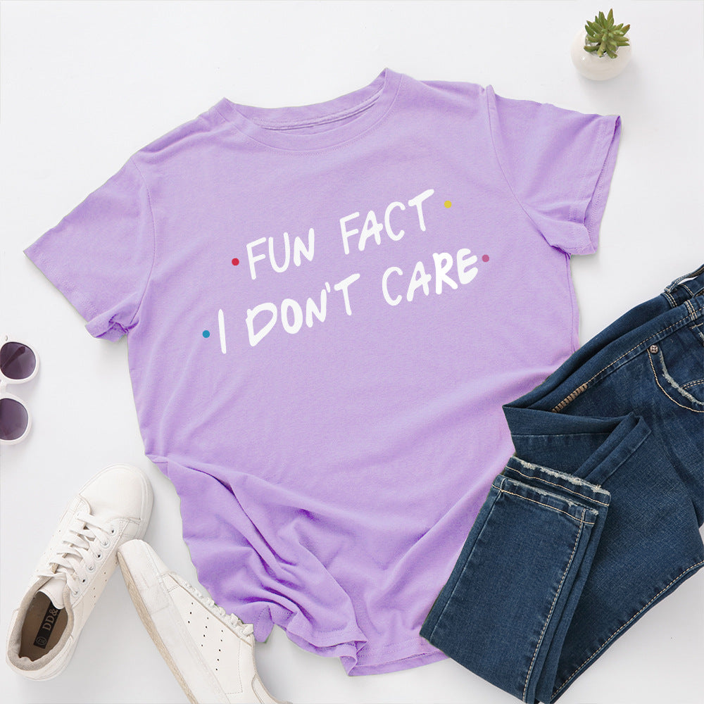 Women's Loose Round Neck Short Sleeve Cotton T-Shirt
