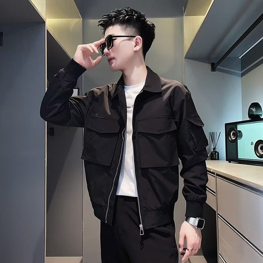 Mens Retro Stand-Up Collar Workwear Jacket