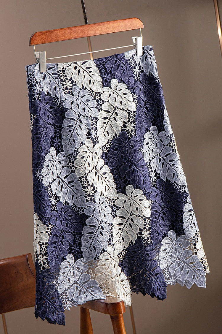 Water Soluble Lace High Waist Slimming Sheath A- Line Skirt