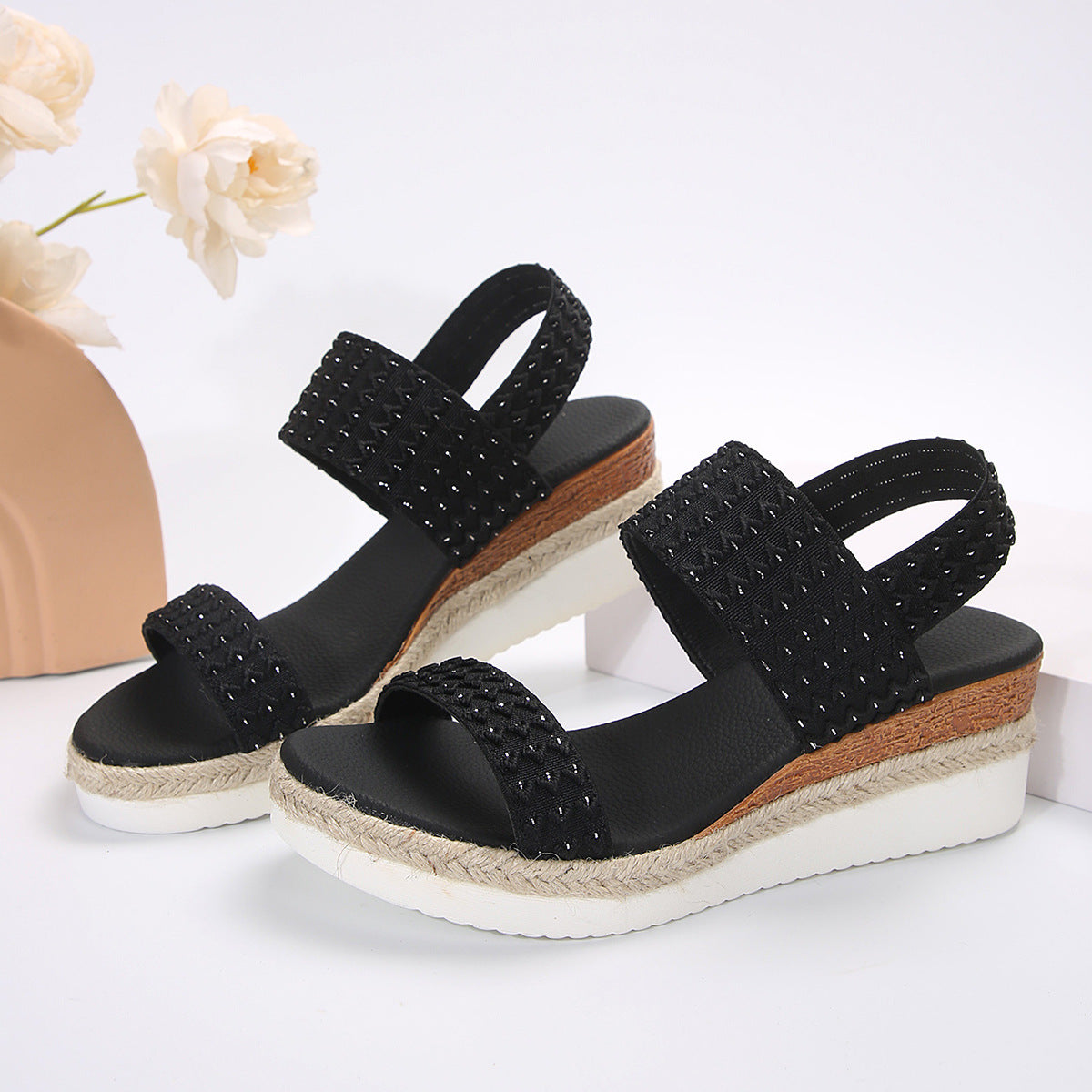 Sommer Kilehæl Sandaler Til Kvinder Peep-toe Sko Til Kvinder