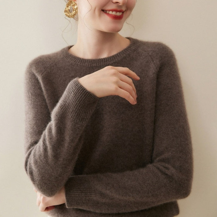 Pure Cashmere Shirt Women's Crew Neck Pullover Sweater