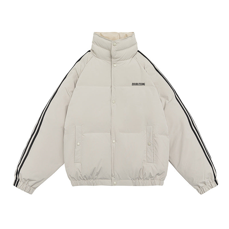 College Style Three-bar Casual Down Men's Student Bread Coat