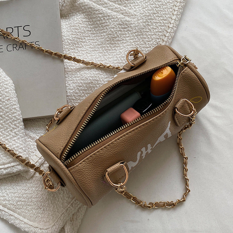 Small Handbags Women's Bag Cylinder Graffiti Shoulder