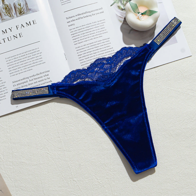 T-back Velvet Stitching Lace Sexy Fashion Comfortable Breathable Women's Underwear