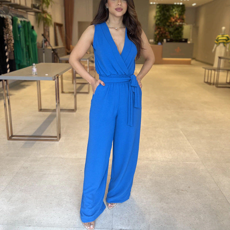 High Waisted Loose Fitting Wide Leg Women's Jumpsuit
