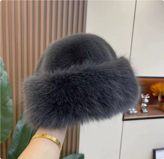 Plush Cold-proof Mink Fur Bucket Hat Warm