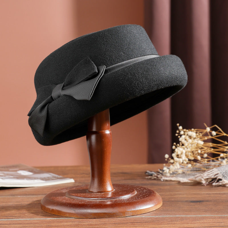 Women's Warm Woolen Felt Cloth Top Hat