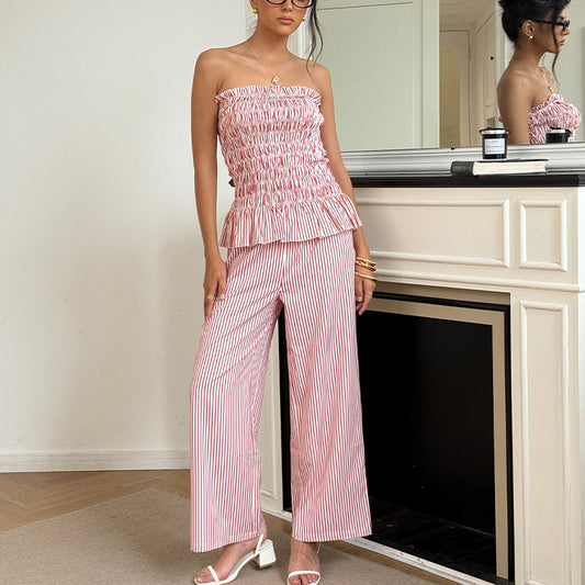 Women's Tube Top Straight-leg Trousers Suit