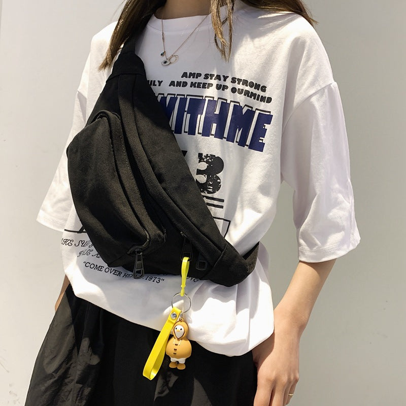 Color Canvas Chest Bag Women's Fashion Sports Waist Bag