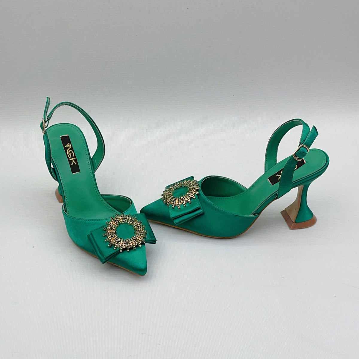 European And American Pointed Toe Rhinestone Closed Toe Strap High Heel Sandals