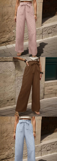 Tied Lotus Leaf Elastic Trousers