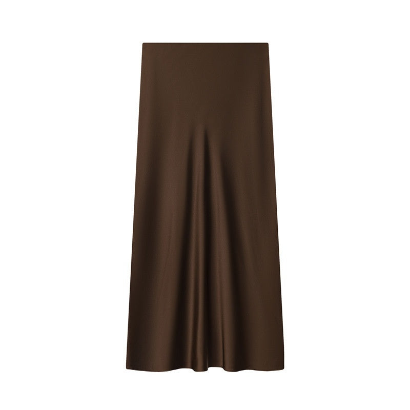 Silk Satin Texture Simple And Fashionable Straight Skirt For Women